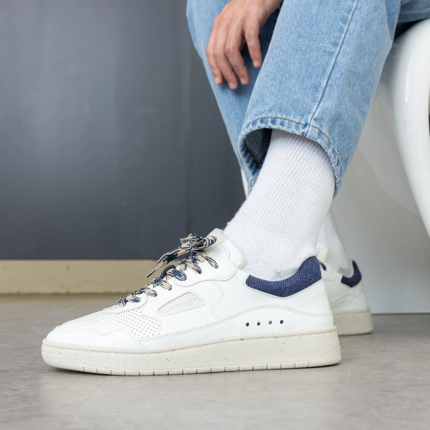 Grand Step Shoes Sneaker Level Apple Hemp (skóra) biały/marynarski mężczyźni