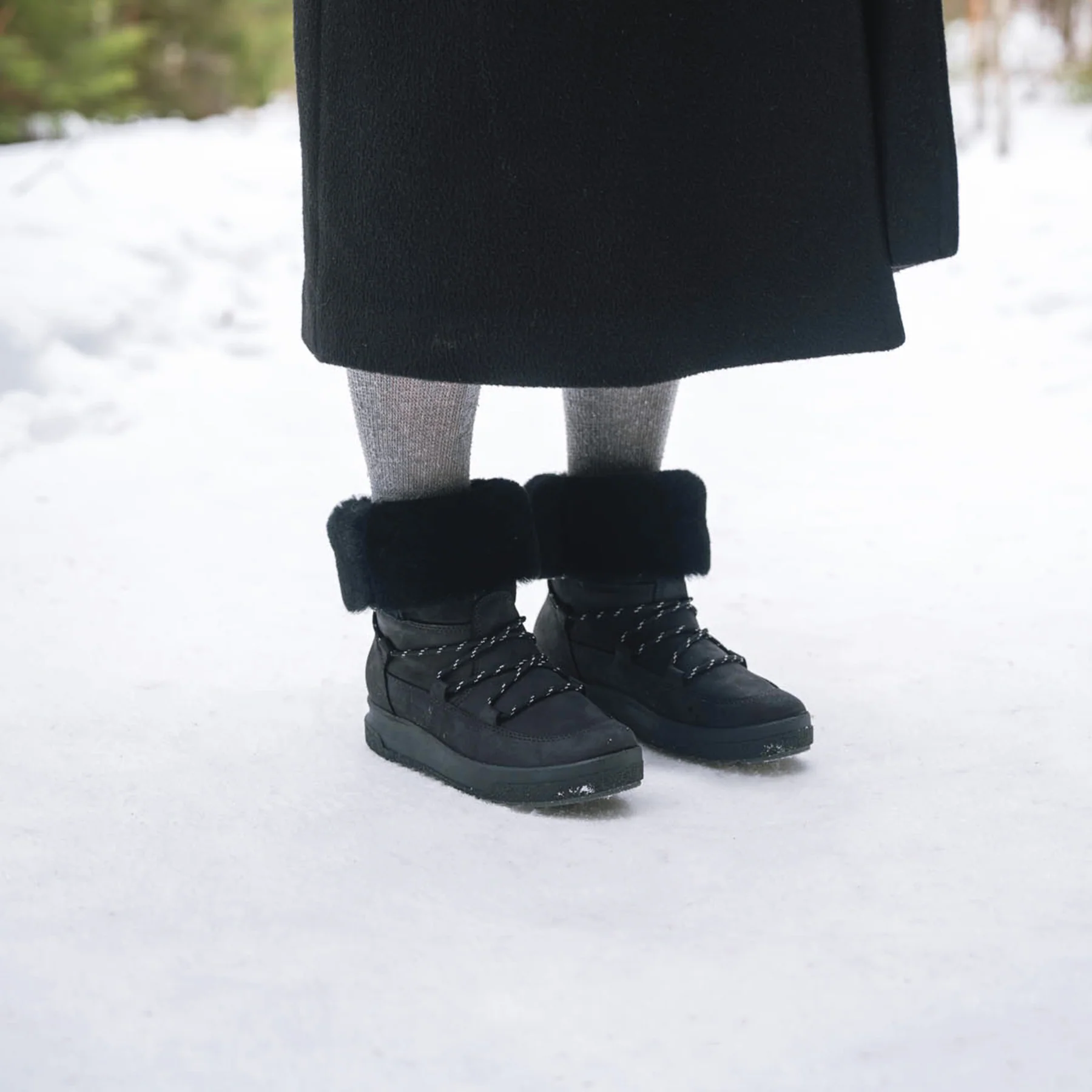 Pomar zimowe buty Lappi GTX (skóra nubukowa, owcza wełna) czarne damskie