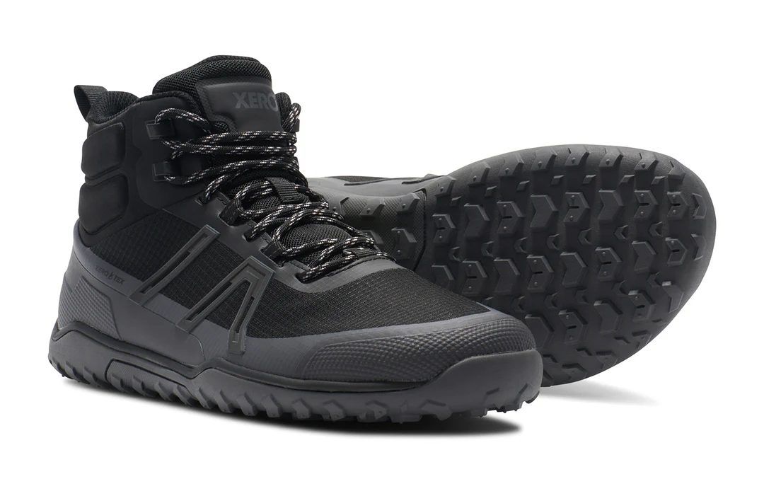 Xero Shoes Minimalne buty trekkingowe Scrambler Trail Mid WP (wodoodporne, bardzo lekkie) czarne męskie