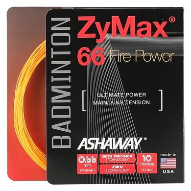 Ashaway Sznur do badmintona Zymax 66 Fire Power pomarańczowy 10m Zestaw