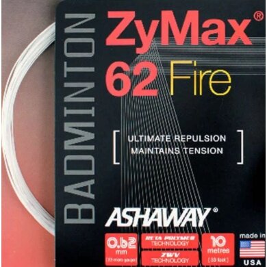 Ashaway Sznur do badmintona Zymax 62 Fire biały 10m Zestaw