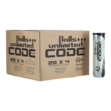 Balls Unlimited Piłki tenisowe Code Black żółte puszka 25x4 sztuki w kartonie