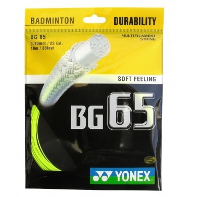 Naciąg z żyłki do badmintona Yonex BG65 żółty
