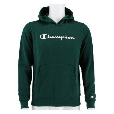 Champion Bluza z kapturem Hoodie Duży nadruk logo (ocieplana) leśna zieleń chłopcy