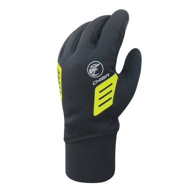 Rękawice rowerowe Chiba Winter Ice (wierzch z wiatroszczelnego softshellu) czarne/żółte - 1 para