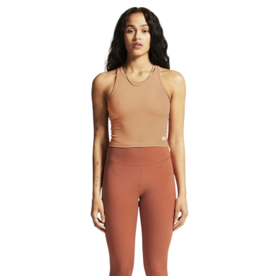Kolektywowy top sportowy Craft Tank z ribbingu (struktura prążkowana, elastyczny materiał) brązowy dla kobiet