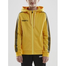 Craft Bluza z kapturem Hoodie Fullzip Pro Control żółto/czarna dla chłopców
