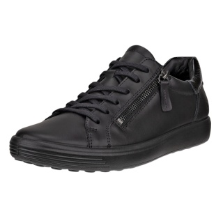 ECCO Sneaker Soft 7 Side Zip Lace (skóra licowa premium) czarny damski