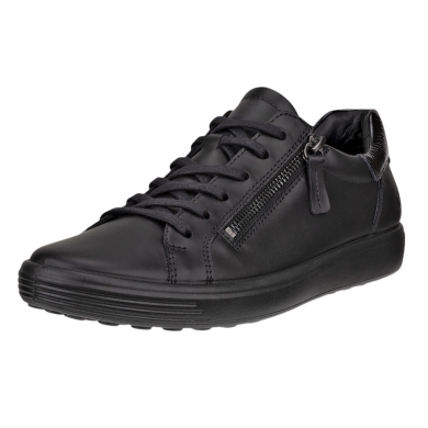 ECCO Sneaker Soft 7 Side Zip Lace (skóra licowa premium) czarny damski