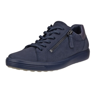 ECCO Sneaker Soft 7 Side Zip Lace (Premium skóra licowa) granatowy damski