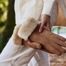 EMU Australia Rękawice zimowe Apollo Bay - miękka podszewka z owczej wełny - brązowe - 1 para