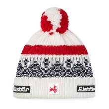 Czapka zimowa Eisbär Norrak z pomponem SA - Merinomix, przytulna taśma z polaru - biała - 1 sztuka