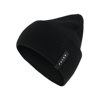 Falke Czapka dzianinowa (Beanie) Unisex - Wełna merino, struktura prążkowana - czarna - 1 sztuka