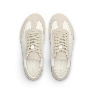 Sneakers Groundies Panama (skóra zamszowa/skóra nappa) beżowo-białe męskie