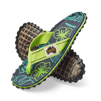 Gumbies klapki Original Flip Flops Lime Hibiscus limonkowe