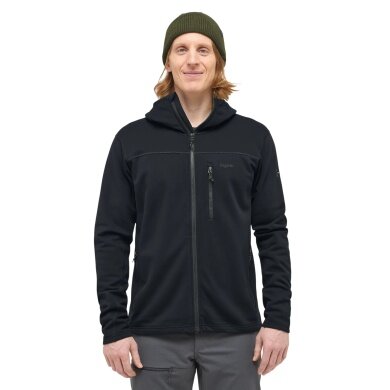 Haglöfs Fleecejacka Rosson z kapturem (Midlayer, materiał polarowy 4-way stretch) czarny mężczyźni