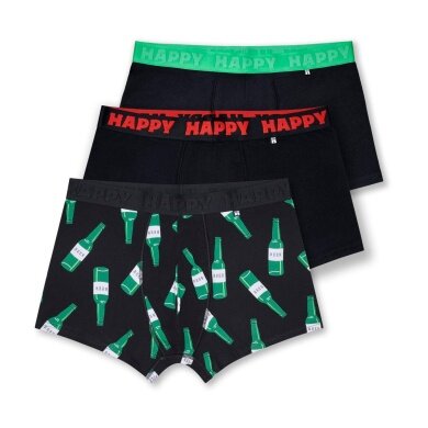 Skarpetki Happy Socks bokserki Beer (bawełna) wielokolorowe czarne męskie - 3 sztuki