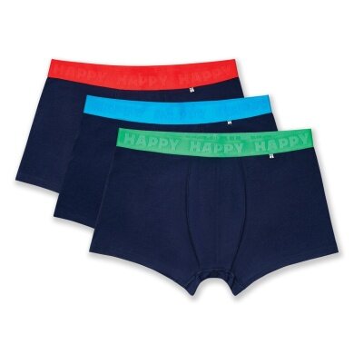 Happy Socks Bokserki Solid (Bawełna) granatowe męskie - 3 sztuki