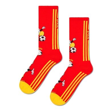 Skarpetki Happy Socks Crew Team Hiszpania Piłka Nożna Sneaker czerwono/żółte - 1 para