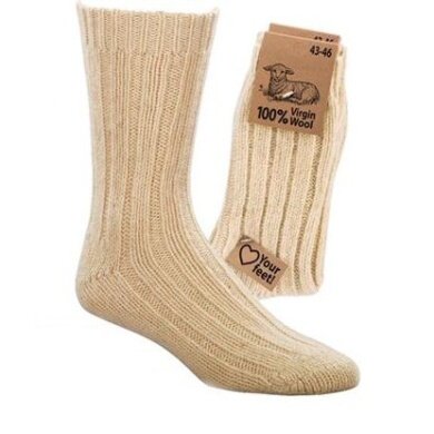 Skarpety wełniane HomeOfSocks 100% wełna virgin białe - 1 para