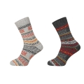 HomeOfSocks Skarpety wełniane Hygge w norweskim wzorze antracytowo/szaro/kolorowe - 2 pary