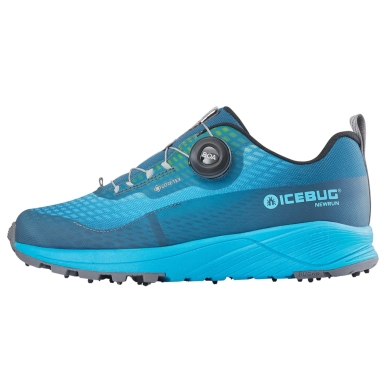 Buty do biegania w zimie Icebug NewRun BUGrip GTX (system BOA® Fit, wodoodporne, z kolcami) aquablau/mistblau damskie