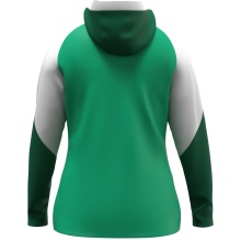 Kurtka z kapturem JAKO Dynamic (fleece poliestrowy, boczne kieszenie na zamek) zielona/biała/ciemnozielona damska