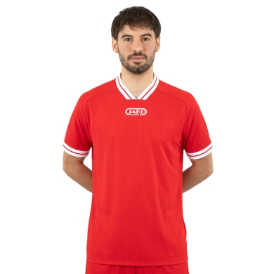 JAKO Sportowa koszulka Retro (dekolt w serek, oddychająca) krótki rękaw czerwono-biała męska