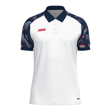 JAKO Sport-Polo Sonic (lekki, oddychający) biały/marynarski niebieski/czerwony męski