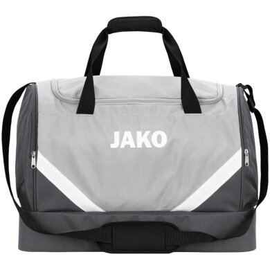JAKO Torba sportowa Iconic z przegrodą na dno (rozmiar M - 60 litrów) jasnoszara/antracytowa - 55x27x41cm