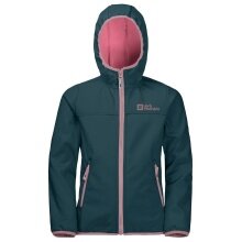 Kurtka softshell Jack Wolfskin Fourwinds (odporna na wiatr i wodę) ciemnoniebieska/różowa dla dzieci/młodzieży