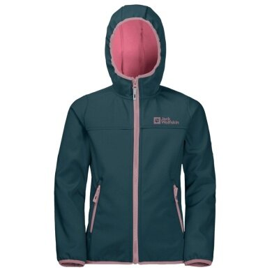 Kurtka softshell Jack Wolfskin Fourwinds (odporna na wiatr i wodę) ciemnoniebieska/różowa dla dzieci/młodzieży