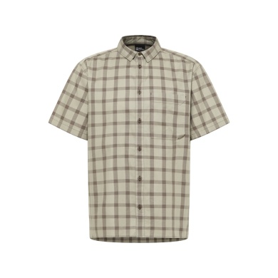 Koszula wędrowna Jack Wolfskin Planalto (bawełna organiczna) krótki rękaw beżowa męska