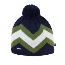 Czapka Strickmütze (z pomponem) A179 Merino - granatowa/zielona/biała - 1 sztuka