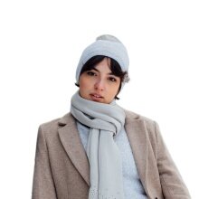 Czapka Strickmütze (z pomponem) A173 Merino - Damska biała - 1 sztuka