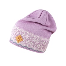 Czapka Kama Strickmütze (Beanie) A189 Merino - Damska różowa/biała - 1 sztuka