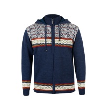 Kama Sweter Pullover 3097 Full Zip z nordyckim wzorem (z kapturem, wiatroszczelny) granatowy męski