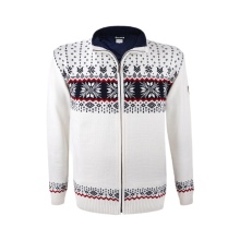 Kama Sweter Pullover 3054 Full Zip z wełny merino (materiał dzianinowy, wiatroszczelny) biały męski