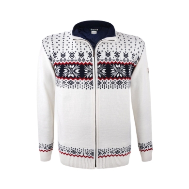 Kama Sweter Pullover 3054 Full Zip z wełny merino (materiał dzianinowy, wiatroszczelny) biały męski