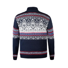 Kama Sweter Pullover 3371 Half Zip z nordyckim wzorem (ciepły, wiatroszczelny) granatowy męski