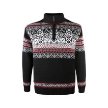Kama Sweter Pullover 3371 Half Zip z nordyckim wzorem (ciepły, wiatroszczelny) czarny męski