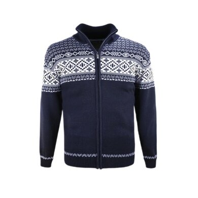 Kama Sweter Pullover 4064 Pełny Zamek (Mieszanka wełny merino) ciemnoniebieski Mężczyźni