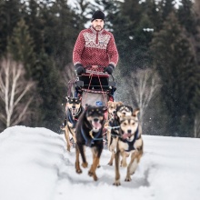 Kama Sweter Pullover 4082 Half Zip z nordyckim wzorem (wełna merino) czarny męski