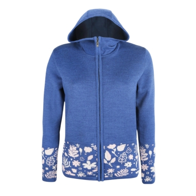 Kama bluza z kapturem 5049 Full Zip (mieszanka wełny merino, ciepła) niebieski dżinsowy damska