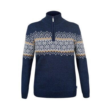 Kama Sweter Pullover 5058 Half Zip (Wełna merino) granatowy Damski