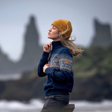 Kama Sweter Pullover 5058 Half Zip (Wełna merino) granatowy Damski