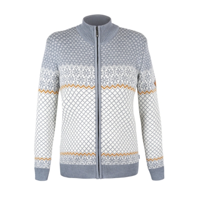 Kama Sweter Pullover 5059 Zamek Całkowity (Wełna Merino, ciepły) szary/biały Damski