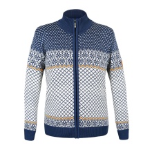 Kama Sweter Pullover 5060 Full Zip (wełna merino, wiatroszczelny, oddychający) niebiesko/biały damski