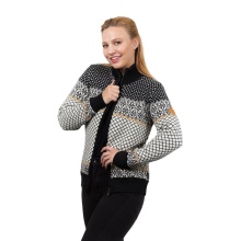 Sweter Kama Pullover 5060 Full Zip (wełna merino, wiatroszczelny, oddychający) grafitowy/biały damski