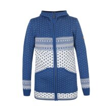 Kama bluza z kapturem 5066 Full Zip (mieszanka wełny merino) niebieska dżinsowa damska